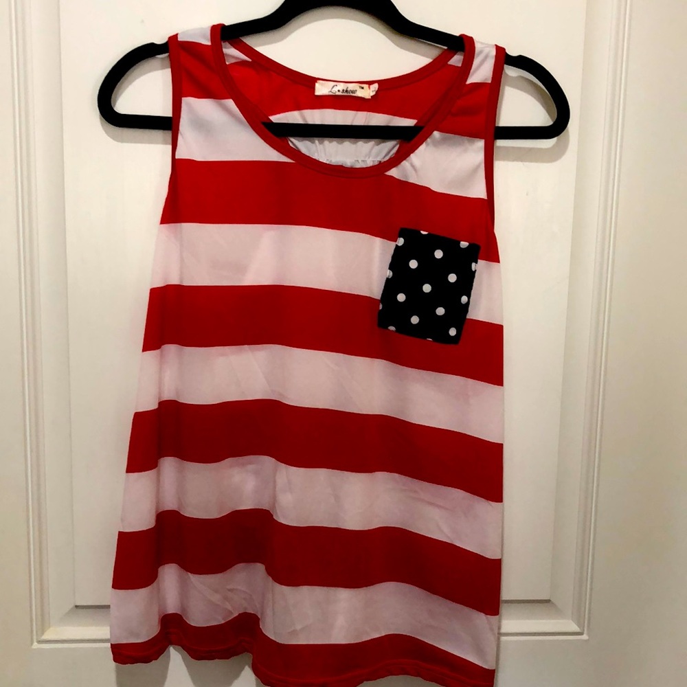 Patriotic Razorback Tank Top-Large